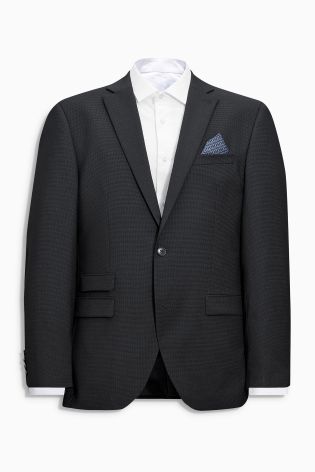 Navy Textured Tailored Fit Suit: Jacket
